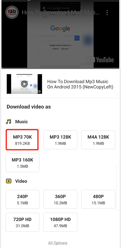 YouTube MP3 downloader Android app